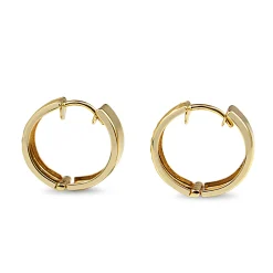 9ct Yellow Gold Two Sided Ripple and Smooth Hoop Earrings