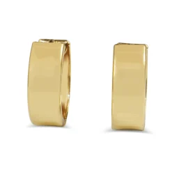 9ct Yellow Gold Two Sided Ripple and Smooth Hoop Earrings