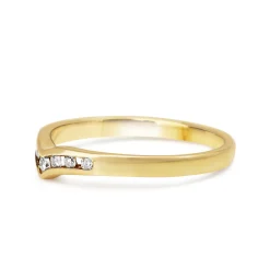9ct Yellow Gold V Shaped Diamond Channel Set Band Ring