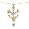 9ct Yellow Gold Victorian Antique Aquamarine and Seed Pearl Necklace