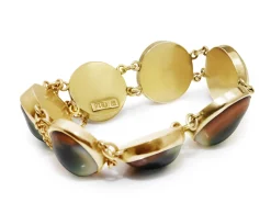 9ct Yellow Gold Victorian Operculum / Cats Eye Bracelet