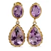 14ct Yellow Gold Vintage Amethyst Drop Earrings