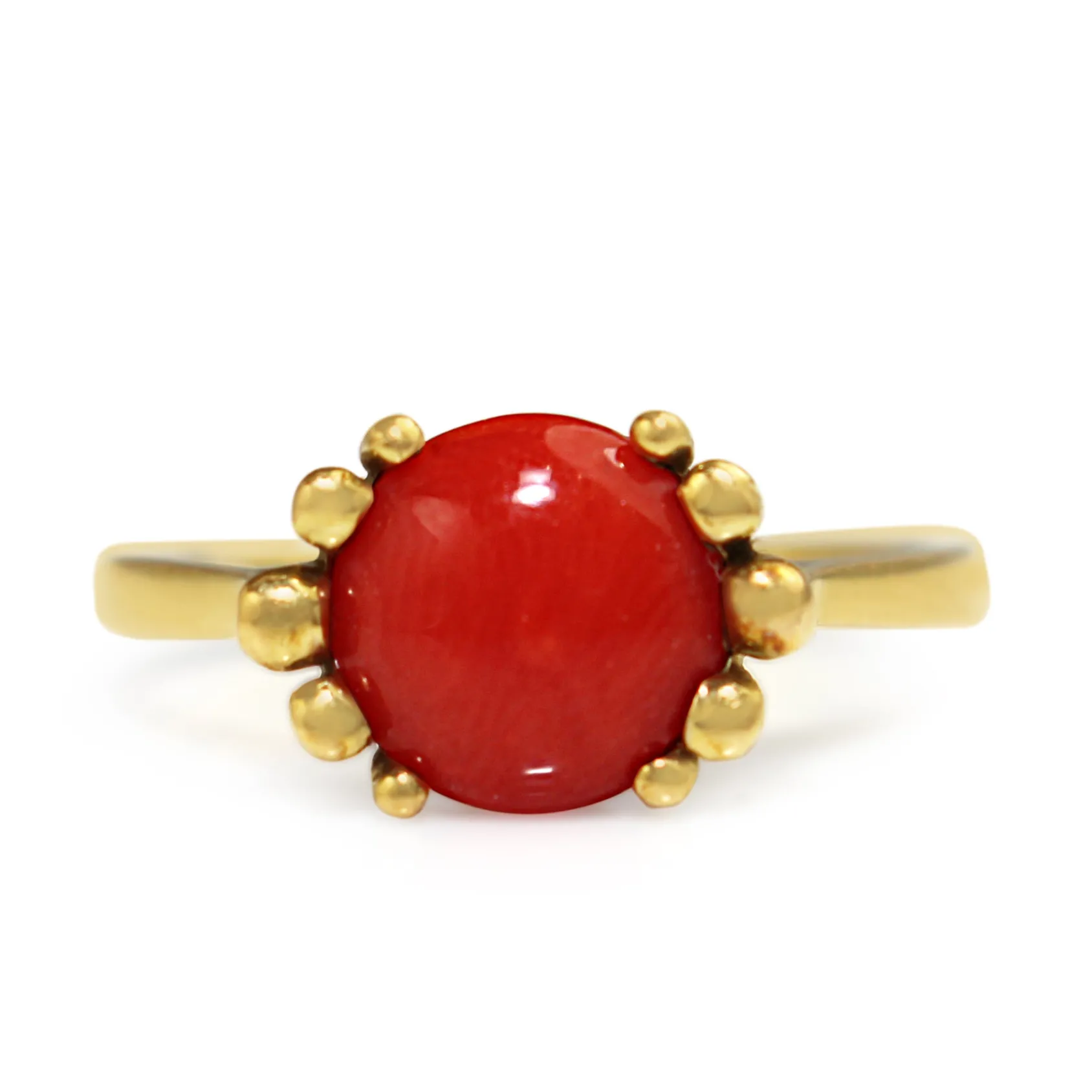 9ct Yellow Gold Vintage Coral Ring