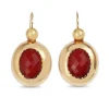 14ct Yellow Gold Vintage Coral Drop Earrings