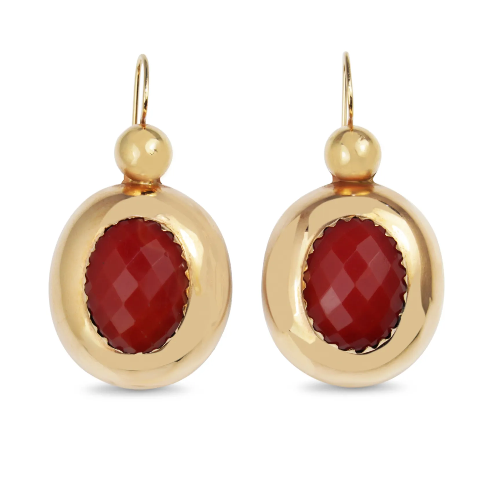 14ct Yellow Gold Vintage Coral Drop Earrings