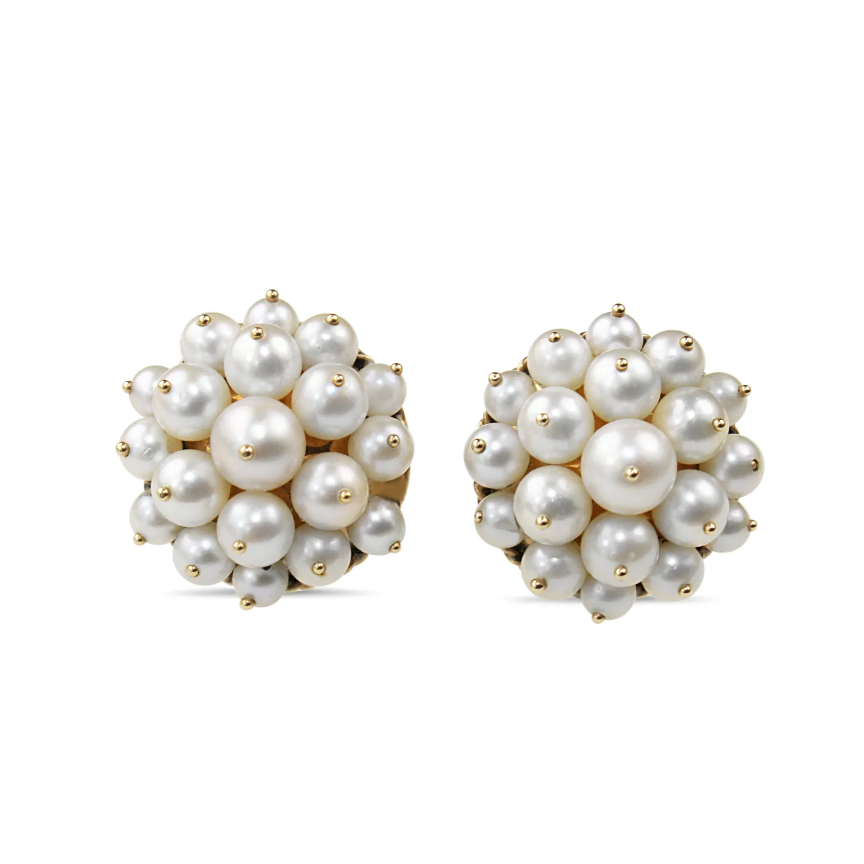 14ct Yellow Gold Vintage Cultured Pearl Stud Earrings
