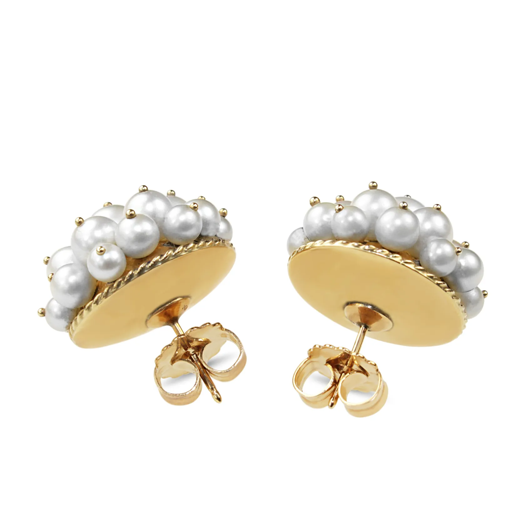 14ct Yellow Gold Vintage Cultured Pearl Stud Earrings