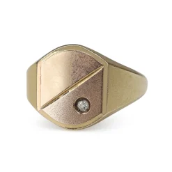 9ct Yellow Gold Vintage Diamond Signet Ring