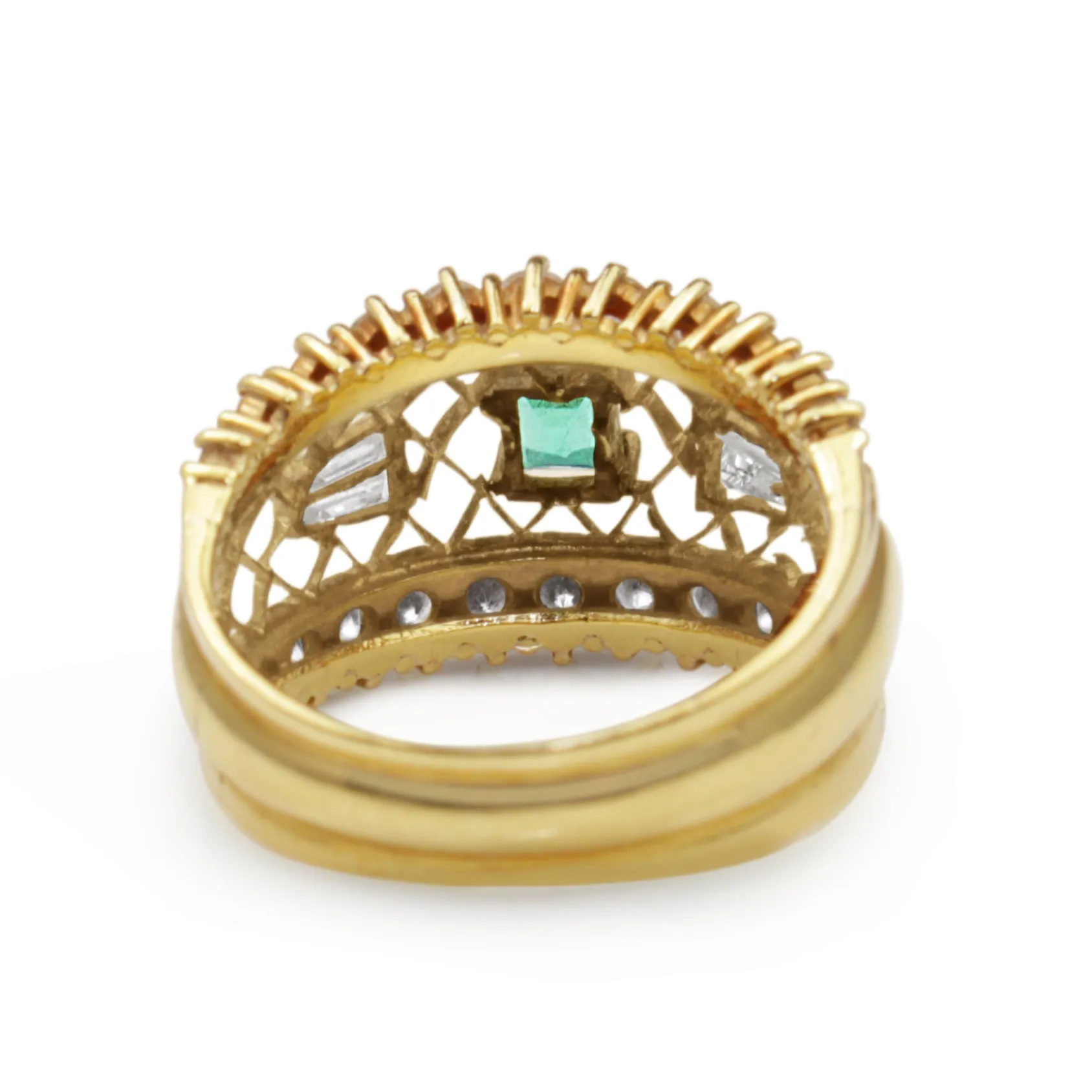 18ct Yellow Gold Vintage Emerald and Diamond Ring