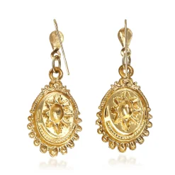 9ct Yellow Gold Vintage Engraved Earrings