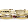 14ct Yellow Gold Vintage 'Greek Motif' Ruby and Old Cut Diamond Bracelet