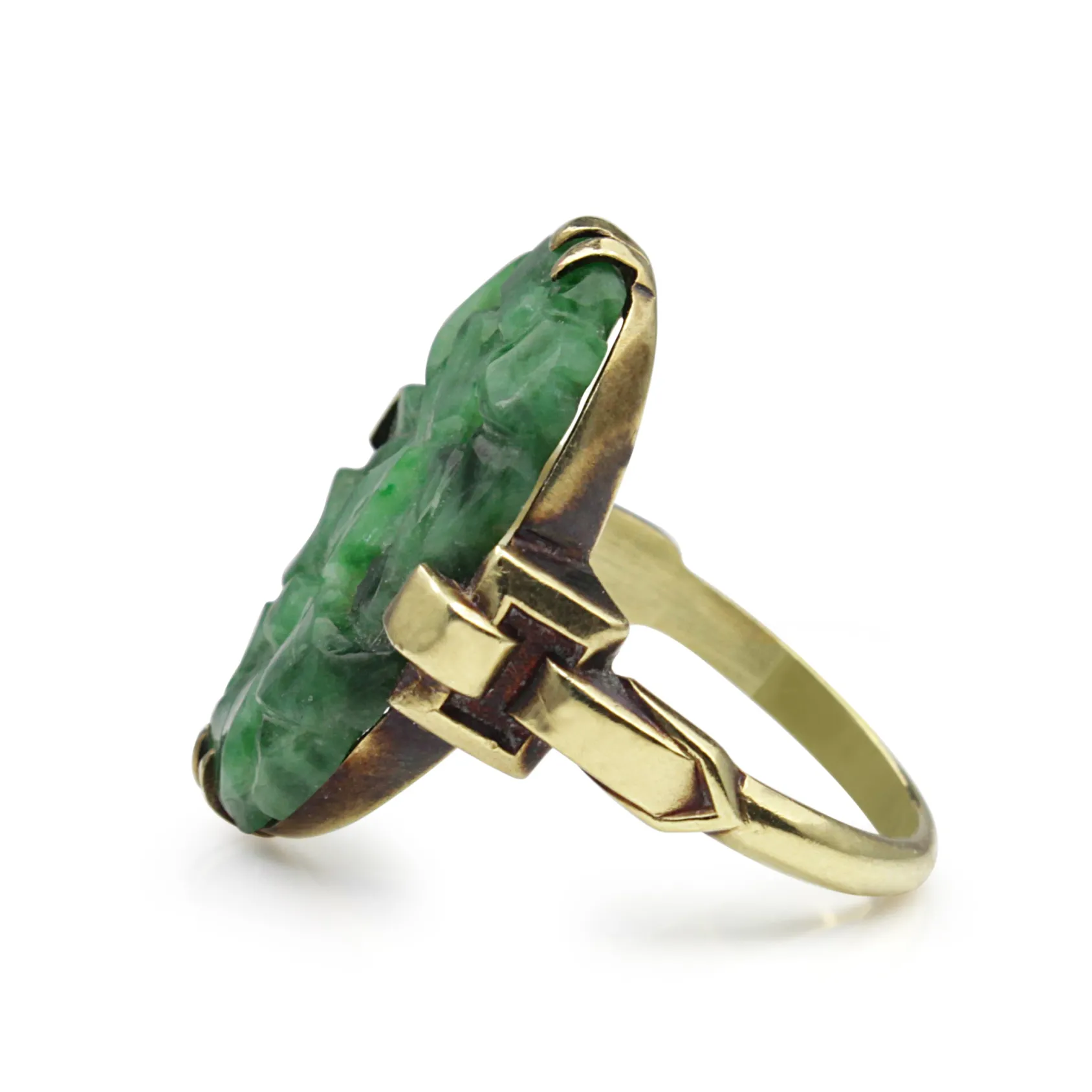 14ct Yellow Gold Vintage Jade Ring