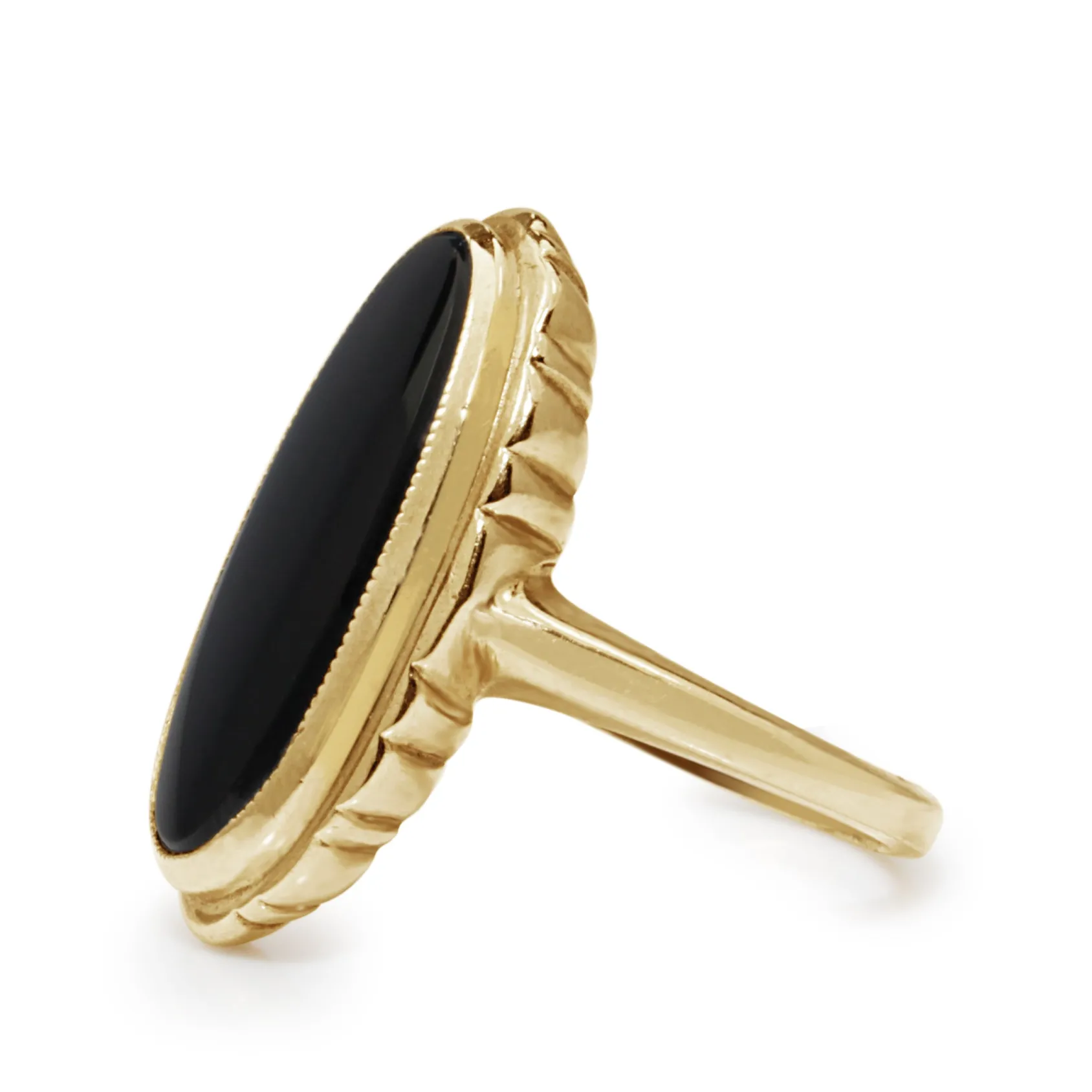10ct Yellow Gold Vintage Onyx Ring