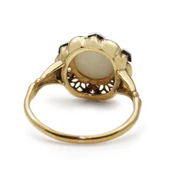 10ct Yellow Gold Vintage Opal and Diamond Ring