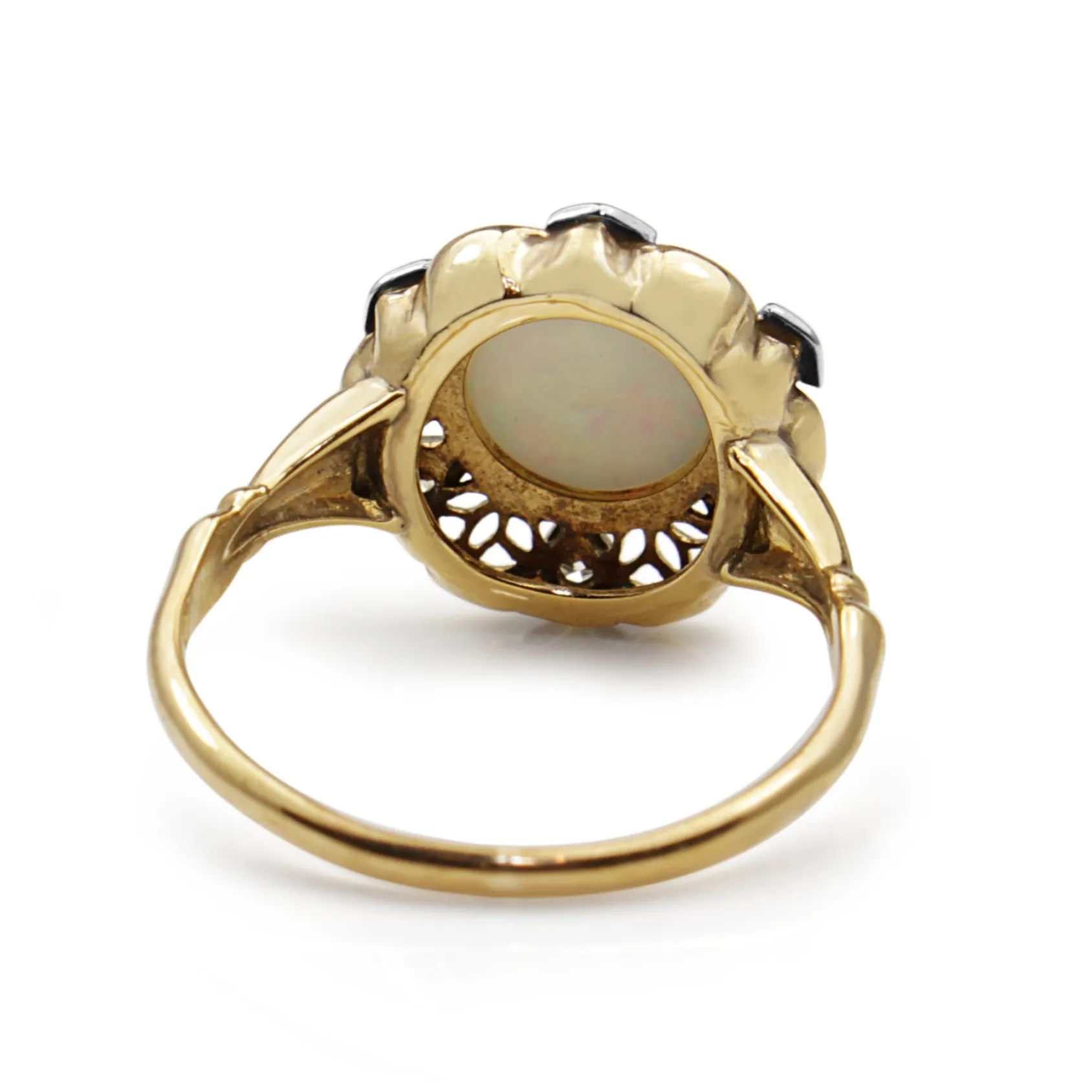 10ct Yellow Gold Vintage Opal and Diamond Ring
