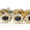 14ct Yellow Gold Vintage Sapphire and Diamond Cluster Bracelet