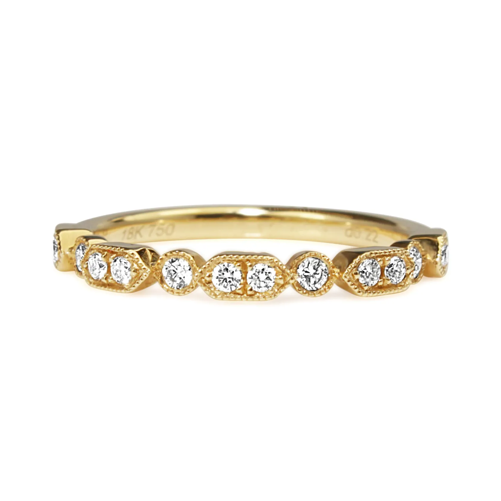 18ct Yellow Gold Vintage Style Diamond Band