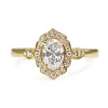 18ct Yellow Gold Vintage Style Oval Halo Ring