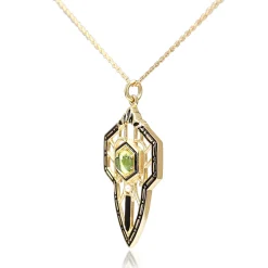 9ct Yellow Gold Vintage Style Peridot, Pearl and Enamel Necklace