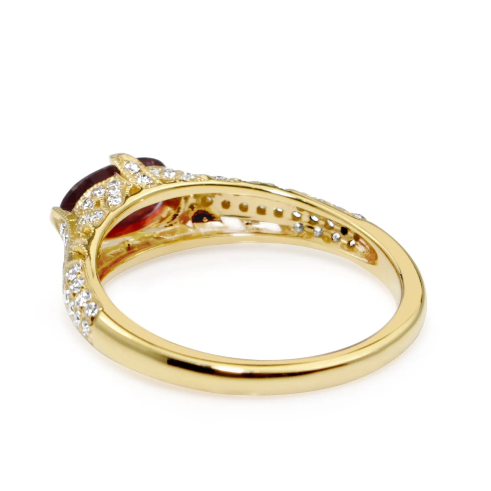 18ct Yellow Gold Vintage Style Ruby and Diamond Ring