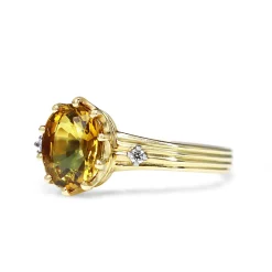 18ct Yellow Gold Yellow Sapphire and Diamond Ring