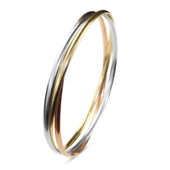 9ct Yellow, White and Rose Gold 3 Tone Russian Style Bangle