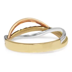 9ct Yellow White and Rose Gold Diamond Ring
