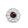 14cy Yellow Gold and Platinum Antique Treated Ruby and Diamond Ring