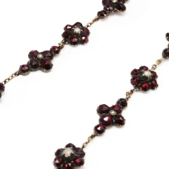 Garnet Gold Antique Garnet and Pearl Necklace