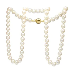 7mm Cultured Pearl Strand Necklace on 9ct Yellow Gold Clasp