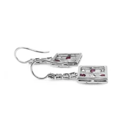 Palladium and 18ct White Gold Vintage Ruby and Diamond Checkerboard Earrings