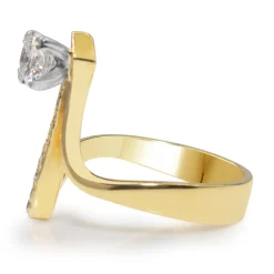 Palladium and 18ct Yellow Gold Handmade Diamond Ring
