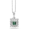 Palladium Art Deco Emerald and SDiamond Necklace