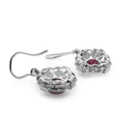 Palladium Art Deco Ruby and Diamond Earrings