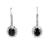 Palladium Art Deco Sapphire and Single Cut Diamond Earrings