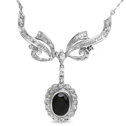 Palladium Art Deco Sapphire and Diamond Necklace