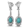 Palladium Art Deco Turquoise and Single Cut Diamond Drop Earrings