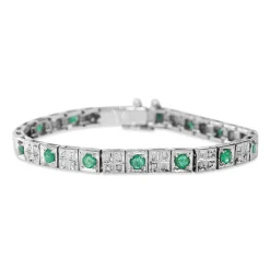 Palladium Emerald and Diamond Vintage Bracelet