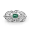 Palladium Emerald and Diamond Art Deco Ring