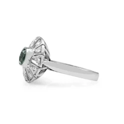 Palladium Emerald and Diamond Art Deco Ring