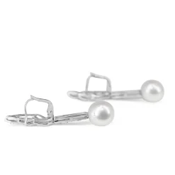 Palladium 10.5mm South Sea Pearl and Rose Cut Diamond Earrings