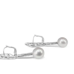 Palladium 10.5mm South Sea Pearl and Rose Cut Diamond Earrings