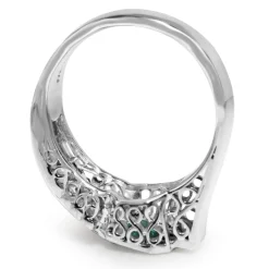 Palladium Retro Emerald and Diamond Ring