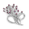 Palladium Ruby and Diamond Brooch