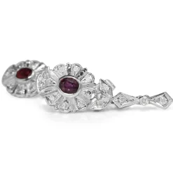 Palladium Ruby and Diamond Late Deco Earrings