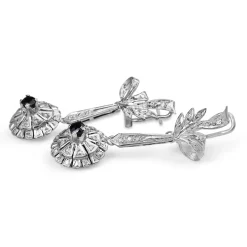 Palladium Sapphire and Diamond Vintage Drop Earrings