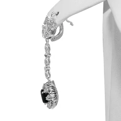Palladium Sapphire and Diamond Vintage Earrings
