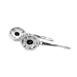 Palladium Sapphire and Diamond Deco Earrings