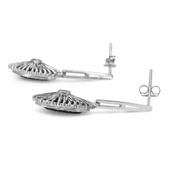 Palladium Sapphire and Single Cut Diamond Vintage Drop Earrings