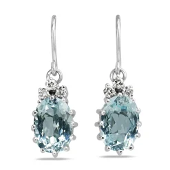 Palladium Vintage Aquamarine and Diamond Earrings